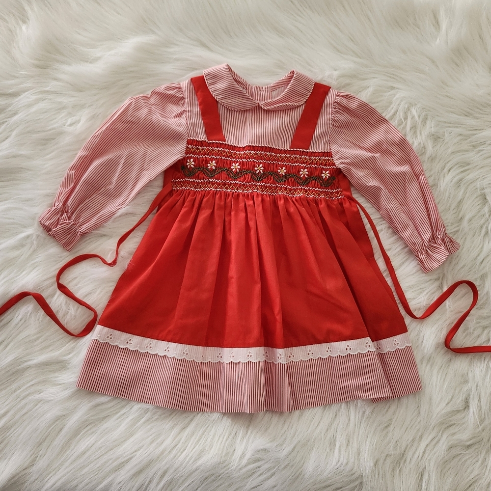 Vintage Girls Smocked Polly Flinders Dress